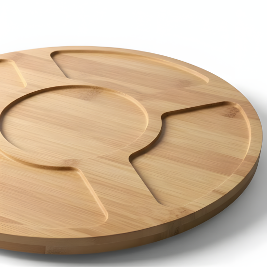 Wooden Rotating Five-Section Serving Platter